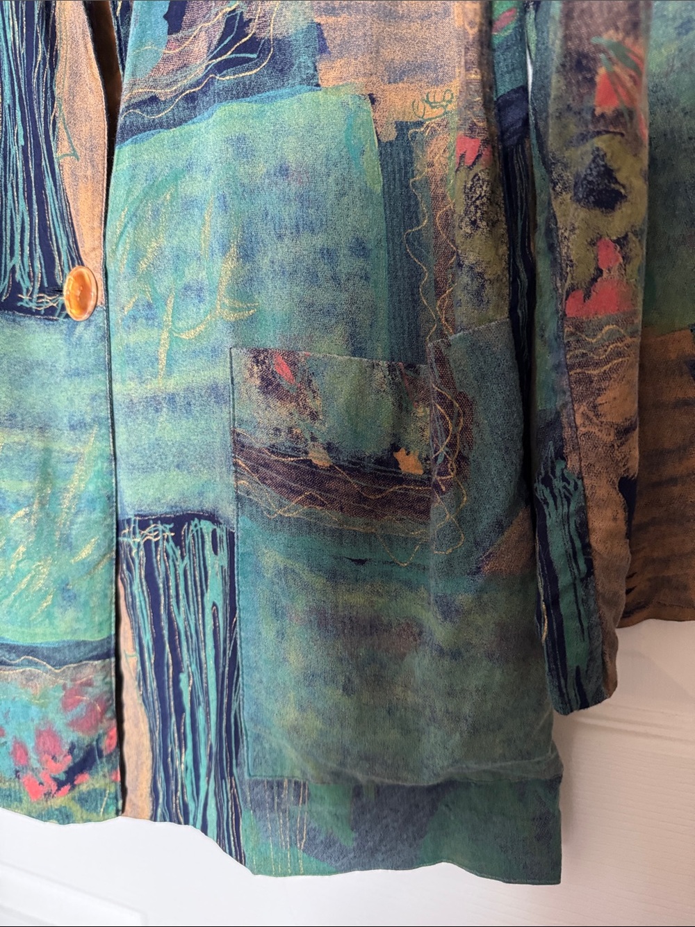 Kensington Square Single-Breasted Multi Color Abstract Print Blazer - Picture 5 of 8